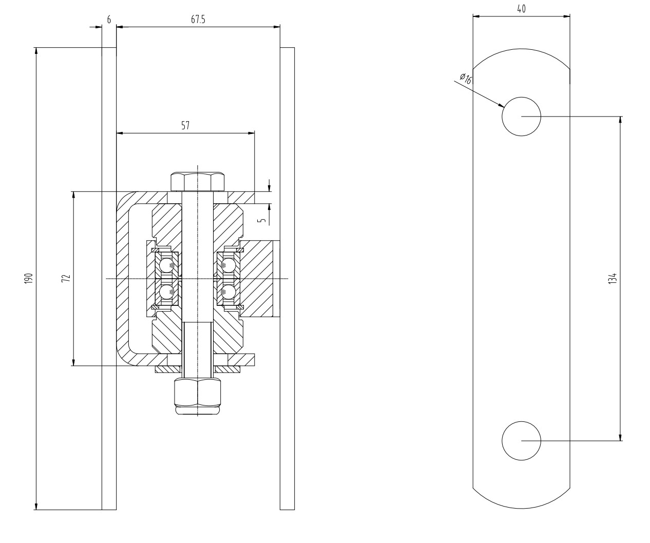 bolt on face mount double bearing hinge